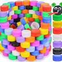 Motbach 300PCS Colorful Plastic Bottle Caps, 1.2 Inch Plastic Bottle Lids Colored Bottle Tops, Small Craft Bottlecaps DIY Bottle Lids Neon Plastic Bottle Cap Top Lid for Craft and DIY
