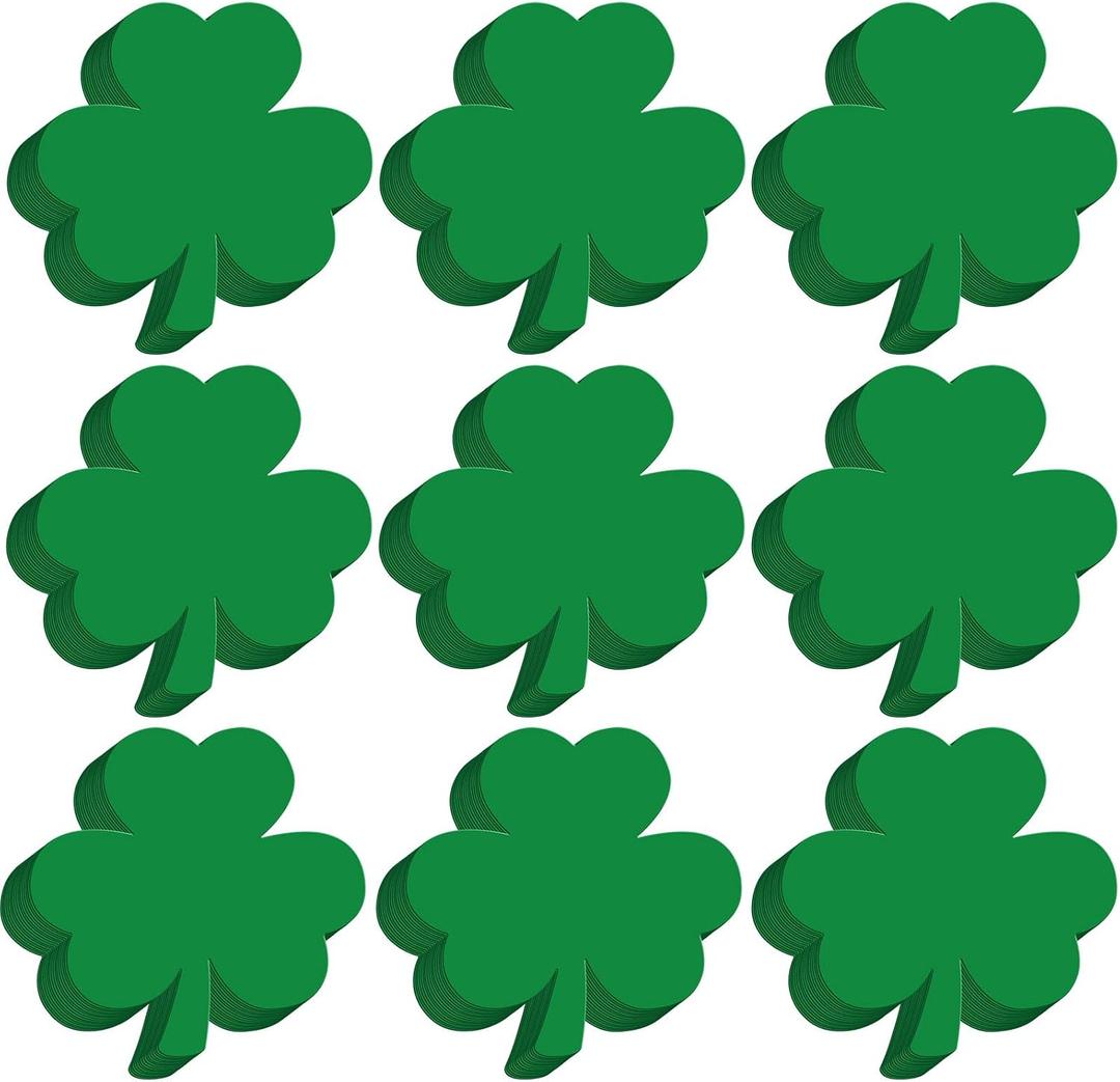 Kisston 360 Pcs St. Patrick's Day Shamrock Cutouts Paper 3.9 Inch Green and White Clover Shape Die Cuts for Irish DIY Craft Projects Classroom Bulletin Board Wedding Party Decor (Single Color)