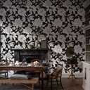 Vintage Floral Peel and Stick Wallpaper Boho Removable Self Adhesive Wall Paper for Bedroom,Kitchen Accent Wall Decorations 17.3"x236" Vintage White and Black Floral Leaf Vinyl Contact Paper