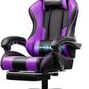 GTPLAYER Gaming Chair, Computer Chair with Footrest and Lumbar Support, Height Adjustable Game Chair with 360-Swivel Seat and Headrest and for Office or Gaming (Faux Leather, Purple)