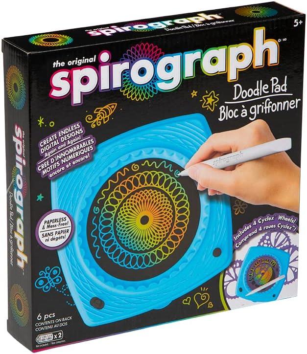 Spirograph Doodle Pad Arts and Crafts, Scratch Art, LCD Writing Tablet for Kids, Kids Toys, Art Supplies, Drawing Kit, Spiral Art, Double-Sides Stylus, Build-in Storage, Stencils Included, Ages 5+