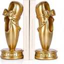 Bookends for Shelves, Gold Ballet Slipper Decorative Bookends- Anti-Slip Pad, Resin Vintage Heavy Book Ends for Shelves, Home OfficeGirls Room Decor, for Lovers Dancers