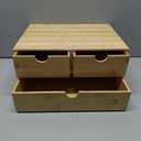 Bamboo Desk Drawer Organizer, Large Desktop Organizer with Drawers Tabletop Storage Organization Box for Office Home Toiletries Supplies Vanity, No Assembly Required (L-3 Drawers)