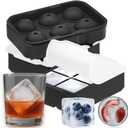 Large Silicone Ice Cube Tray (3-Pack), Easy Release Ice Cube Molds with Lid, 2" Big Ice Cubes Tray - Cocktail, Whiskey Ice Cubes Mold Ice Trays - Black