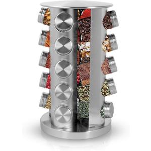 Simpli-Magic Spice Rack Organizer, Rotating Spice Rack with 20 Jars Included
