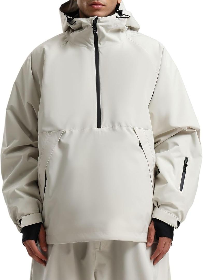 GSOU SNOW Womens Snowboard Jacket Men Snow Jacket Warm Waterproof Coat Ski Jacket for Winter Sport (Medium, Beige)