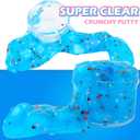 2 x Blue Clear Slime with Jelly Cubes Pink Red Hearts Add-ins, Crunchy Crystal Boba Slime Super Soft Sludge Toy with Cute Charms, Party Favors Slime for Girls Boys