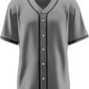 Baseball Jersey for Men,Blank Baseball Jerseys Shirts Short Sleeve Hip Hop Sports Casual Button-Down Uniforms (Gray, XL)