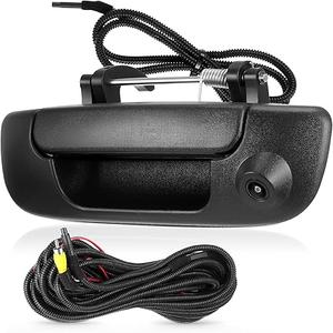 Tailgate Handle w/Backup Camera Compatible with 2002-2008 Dodge Ram 1500 2500 3500 Tailgate Door Rear View Reverse Backup Camera with RCA Plug Parking Guideline Available Waterproof