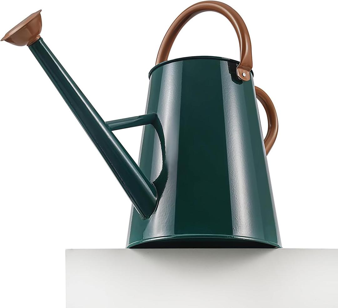 Metal Watering Can with Removable Spout, 1.5 Gallon Large Watering Cans for Plants, Galvanized Steel Gardening Water Can for Indoor & Outdoor Use, Watering Pot with Ergonomic Movable Handle(Green)