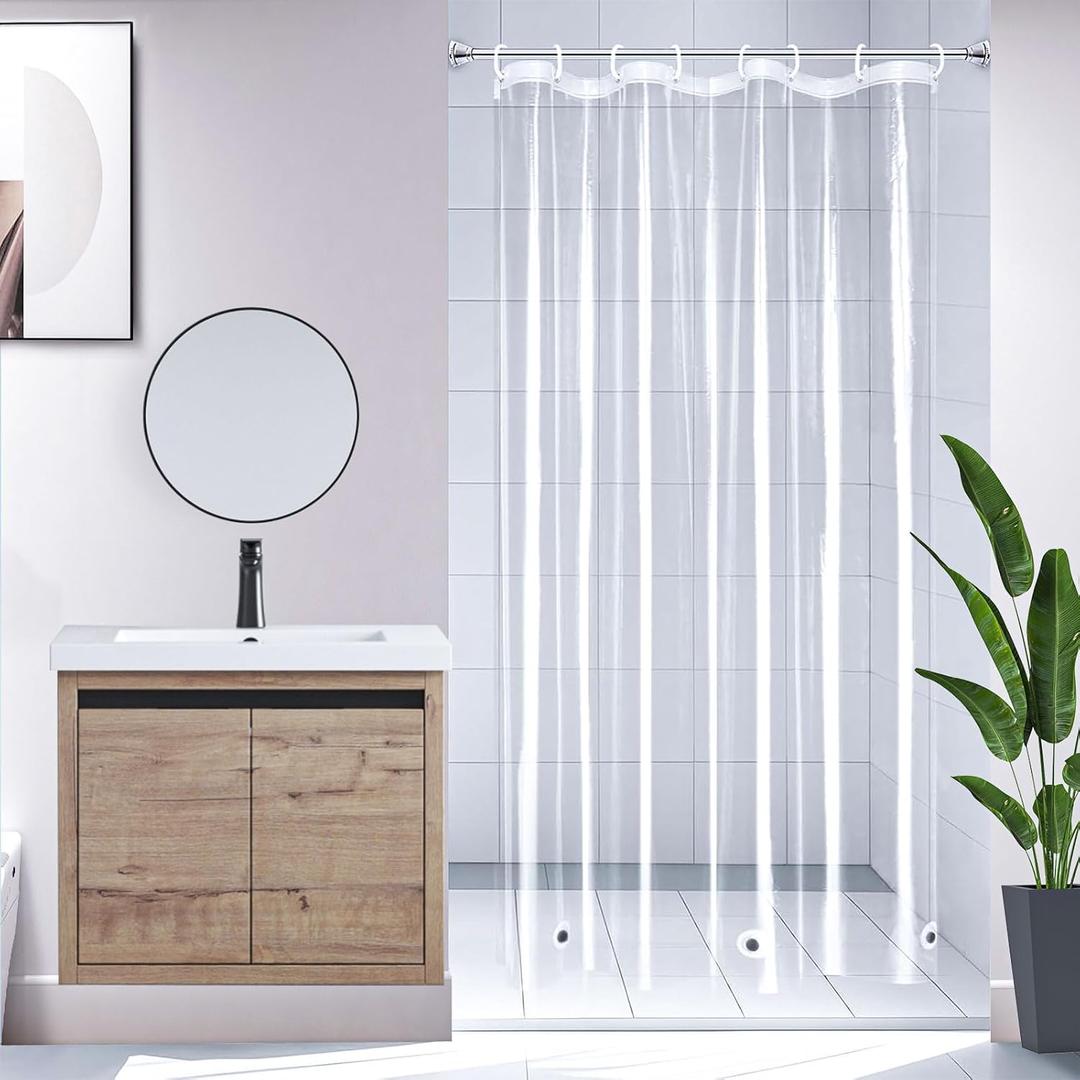 36'W x 72'H, Narrow Size Clear Shower Curtain Liner with Magnets and Rustproof Grommets, Lightweight, Waterproof, Odor-Free, Suitable for Home, Hotel, Office etc, Clear Smooth 4g, 36"W x 72"L (Pack of 1)