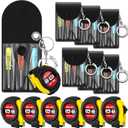 Jutom 12 Pcs Mini Tape Measure Keychain Bulk Mini Screwdriver Keychain Set Adult Tool Party Prize for Father's Men Gifts