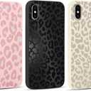 3 Pack Cute Cheetah Print for iPhone X/XS 5.8" Phone Case, Leopard Aesthetic Design Cases Soft Silicone Slim TPU Shockproof Protective Fundas for Women Girls