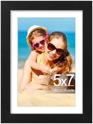 decorUhome 5x7 Picture Frame, Display Pictures 4x6 with Mat or 5x7 without Mat, Wall & Tabletop Display Photo Frame, Black, 1 Pack