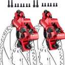 Hycline Zoom Hydraulic Disc Brake Calipers: HB-100 MTB Bike Brake Caliper Front + Rear Set for Mountain, Road Bicycle and E-Bike (Red)