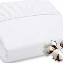 ROYALE LINENS 300 Thread Count 100% Long Staple Combed Cotton Fitted Sheet Queen - Super Soft Deep Pocket Bottom Sheet - Fitted Sheets Only - Elastic Sheets (Queen, White)
