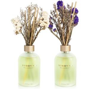 Reed Diffuser - Jasmine Lily & Grapefruit 6.76oz200ml 2 Packs Flower Essential Oil Reed Diffuser Set with 16 Sticks - Long Lasting Fragrance for Home Bedroom Bathroom Room Shelf Decor