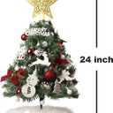 2ft Mini Tabletop Christmas Tree, Artificial Small Christmas Tree with Battery Operated Lights, Ornaments and Storage Bag, Mini Xmas Tree for Christmas Home Decorations
