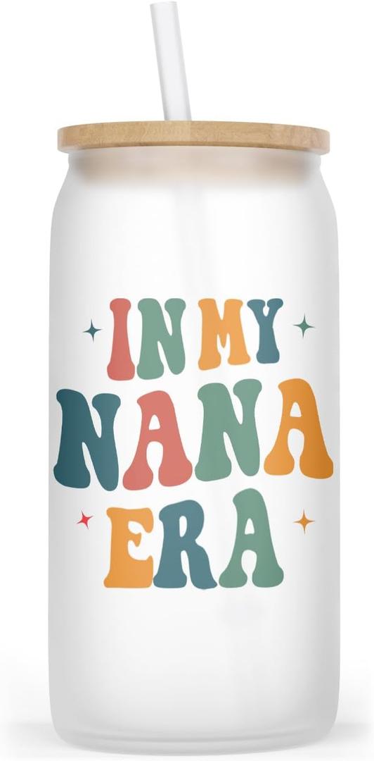 In My Nana Era Frosted Glass Cup Tumbler - Nana Tumbler Glass - Baby Announcement For Nana - New Baby Gifts - Promoted To Grandma - Gifts Idea For Birthday - Mother's Day - Holiday