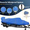 1200D Waterproof Boat Cover - Fits 16' to 18.5' ft Bass, V-Hull, Tri-Hull, Fish & Ski, Runabout Bowrider Boats - Heavy Duty Canvas Blue