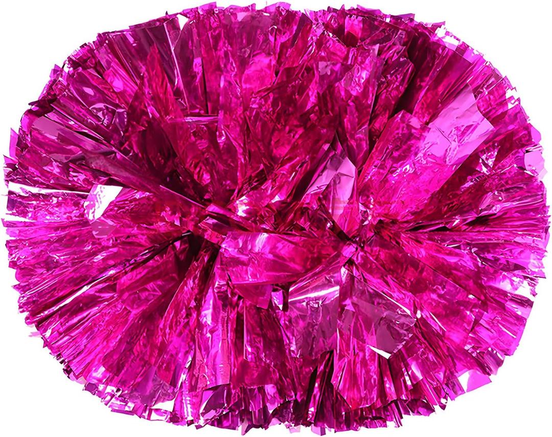 2 Pack Cheerleading Pom Poms with Baton Handle Rainbow Colorful Cheer Pom Poms for Sports Team Spirit Cheering Kids Adults (Hot Pink)
