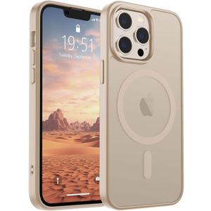 SUPFINE Magnetic for iPhone 13 Pro Max Case(Compatible with MagSafe)(Military Grade Drop Protection) Slim Translucent Matte Shockproof with Anti-Fingerprint Phone Case,Desert Gold