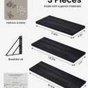 BAYKA Wall Mounted Floating Shelves, Wood Floating Wall Shelf for Books & Decor, Small Space-Saving Display & OrganizerBlackSet of 3