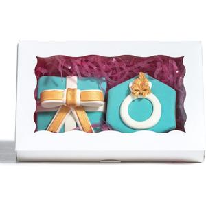 RomanticBaking 100 Pack AutoPopup 7 x 4 3/8 x 1 1/2 Cookies boxes for 2 Macaron Boxes White Chocolate Covered Ore Boxes Pastry Boxes Cakesickle Boxes Bakery Boxes with Window