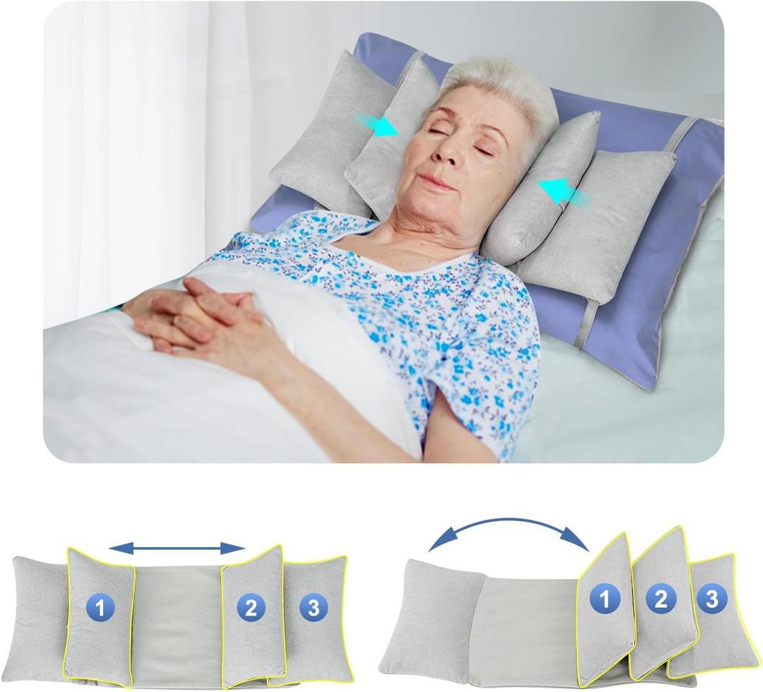 Mybow Neck Stabilizer Head Support Pillow, Post Surgery Pillow for Upright Sleeping, Back & Side Sleep Training, Bed Positioning Wedge for Elderly Bedridden, Adjustable Medical Head Stabilizing Pillow