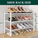 Smiry Bamboo Shoe Rack, 3 Tier Free Standing Wooden Shoe Organizer, Stackable Wood Shoe Storage Shelf for Closet, Entryway, 5 Horizontal Slats, 26.8"x11"x18.3", White