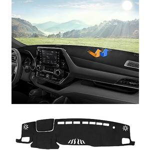 Autorder Dashboard Cover Mat for Toyota Highlander 2020 2021 2022 2023 2024 2025 Accessories Dash Cover Flannel Dash Mat Sunshade Glare UV Rays Protector(Compatible with or Without Display)