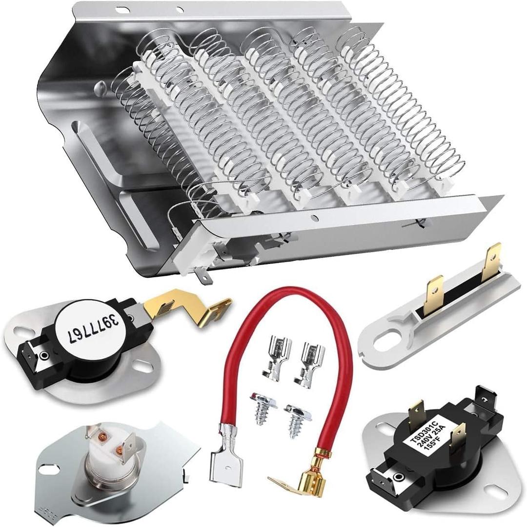 2026 UPGRADE 279838 Dryer Heating Element for Whirlpool Kenmore Roper Maytag Amana Admiral Dryer Heating Element Part Thermostat Thermal Fuse medx655dw1 500 600 70 80 Series Model 110 Dryer Part, 10 Piece Set