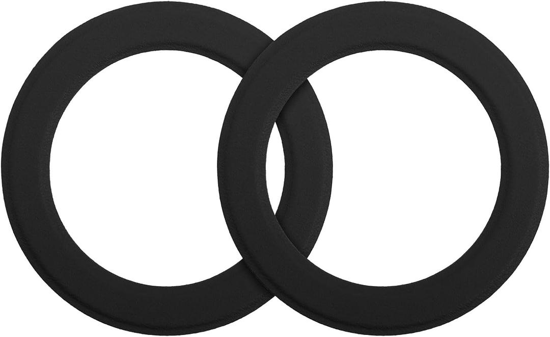 uxcell Magnetic Sticker Ring, 2Pcs Universal Magnetic Adapter Ring Leather Magnet Wireless Charging Conversion Kit for Mobile Phone Case Wireless Charger (Black)