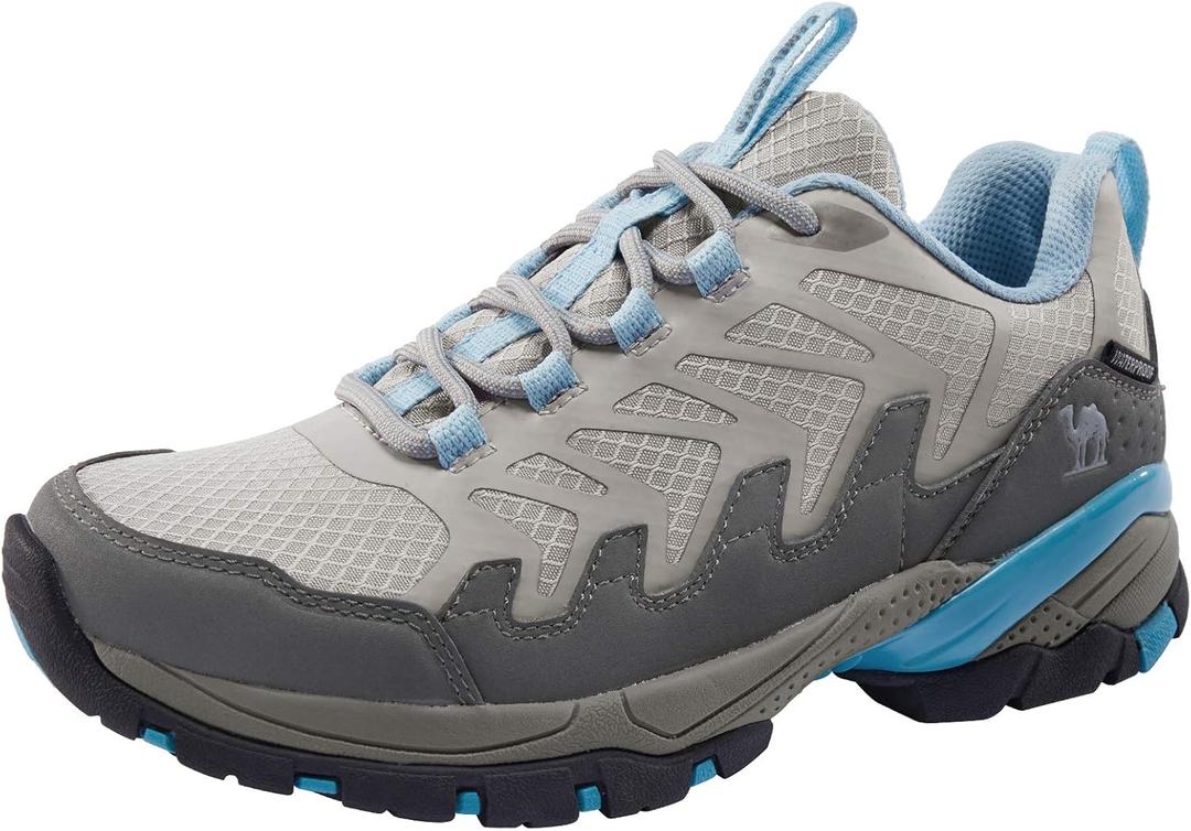 CAMELSPORTS Women's Hiking Shoes Waterproof Lightweight Trail Running Shoes Non-Slip Breathable Outdoor Sneakers for Trekking Walking (8.5, Grey)