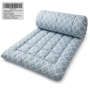 Feisaibaoly Japanese Floor Futon Mattress (Queen) – Portable Folding Sleeping Pad Mat with White Quatrefoil Pattern, Thick Roll-Up Guest Bed & Camping Mattress
