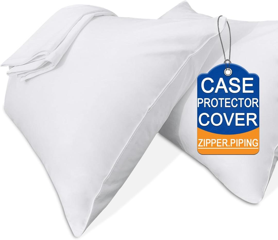 Precoco White Pillow Cases Queen Size Set of 4 | 100% Cotton Pillowcases with Zipper Hidden | Premium Cooling Decorative Pillow Covers with 600 Thread Count, Soft & Smooth, 20x30 inches