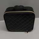 Relavel Makeup Bag, Travel Cosmetic Train Case Organizer Portable Artist Storage Bag with Adjustable Dividers for Cosmetics Makeup Brushes Toiletry Jewelry Digital Accessories Quilted Leather Black
