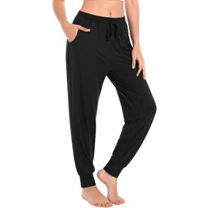 Envlon Womens Yoga Pants Loose Lightweight Workout Sweatpants Drawstring Comfy Joggers Casual Lounge Pants with Pockets (Black, M)