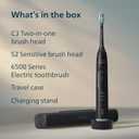 Philips Sonicare 6500 Series Electric Toothbrush - Next-Generation Sonicare Technology, Pressure Sensor, 9 Brushing Settings, SmarTimer, BrushPacer, 21-Day Runtime, Travel Case, Black, HX7411/08