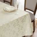 Romanstile Jacquard Rectangle Tablecloth - Waterproof Damask Floral Pattern Decorative Table Cloths Heavy Weight Fabric Table Covers for Dinner/Parties/Outdoor - 60 x 120 Inch, Ivory