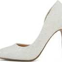 Delicious Beyond ~ Women Pointed Toe High Heel Bridal Dress Pumps (A-White Lace, 7)