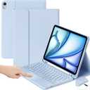 GKABXY Touchpad Keyboard Case for iPad Air 11 Inch 6th Gen (2024), iPad Air 5th/ 4th Gen (2022/ 2020) 10.9 inch, Multi-Touch Trackpad Keyboard Case with Pencil Holder, Bluetooth Keyboard, Sky Blue