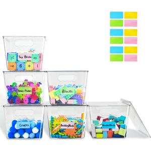6 Pack Clear Stackable Storage Bins, Plastic Toy Organizers and Storage with Lids, Toy Bins for Kids Organizer, Storage Container for Organizing for Playroom, Toy Storage Organizer Holds Toys(6)