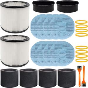 Filter Replacement 90304, 90107 dry filter, 90585 Foam Sleeve Fit for shopvac 90304, 90350, 90333, 90585, 903-04-00, 9030400,5 Gallon Up Wet Dry Vacuum Cleaners, 26 Pack
