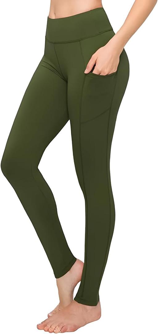 SATINA High Waisted Leggings for Women - Comfortable and Stretchy in Versatile Sizes and Colors (One Size Plus, Olive)