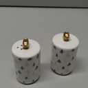 Modern Christmas Tree Salt and Pepper Shaker Set, Ceramic with Gold Stars, 3.5" x 1.75", White and Black