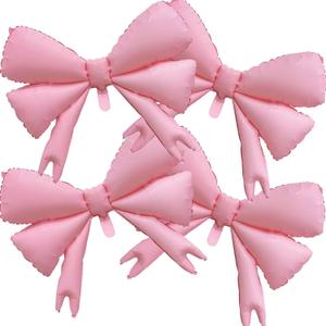 4 Pcs Large Pink Bow Balloons, Coquette Birthday Decorations