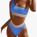 YIMISAN Women's Ribbed Bikini Sets One Shoulder Top with Mid Waist Two Piece Bathing Suit, XS