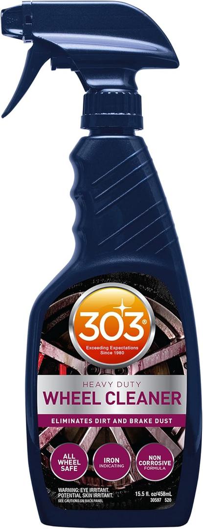 303 Products Heavy Duty Wheel Cleaner - Rim Cleaner for Car - Brake Dust Remover - All Wheel Safe - Iron Indicating Formula - Non Corrosive Formula, 15.5 fl. oz. (30597CSR)