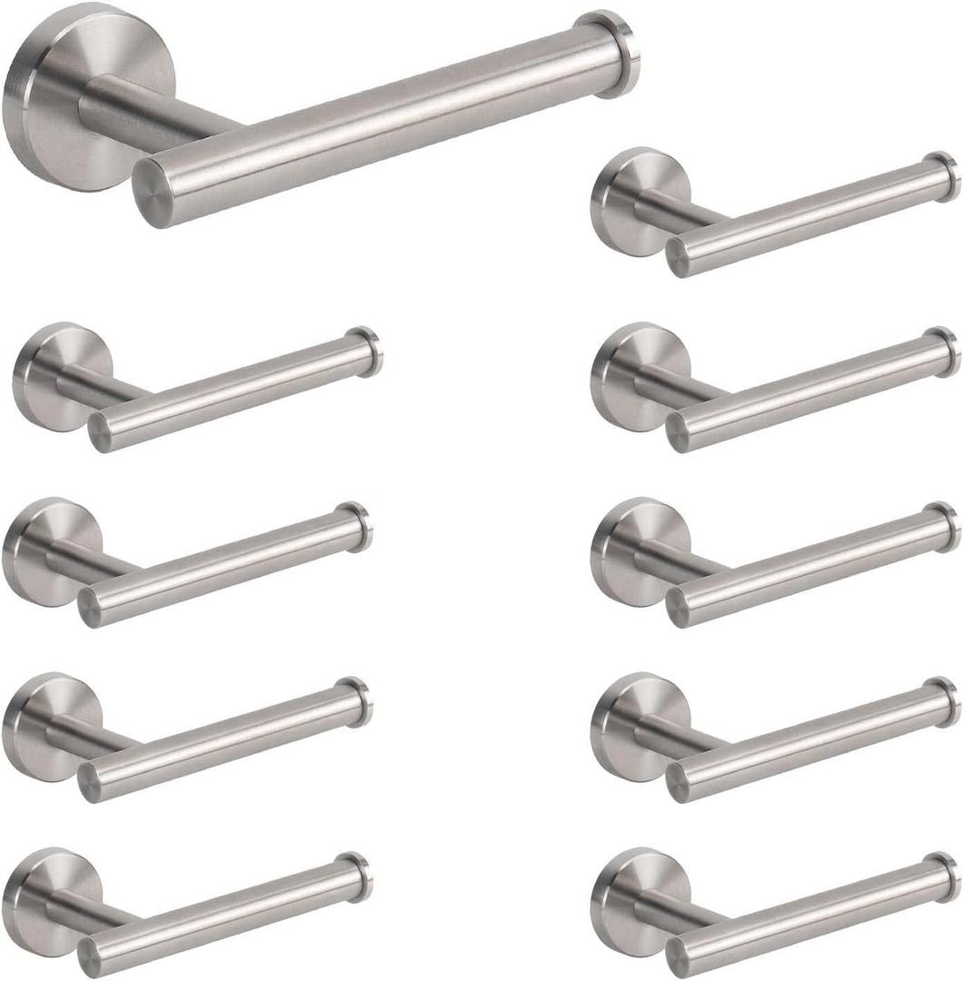 NearMoon Bathroom Toilet Paper Holder, Premium SUS304 Stainless Steel Rustproof Wall Mounted Toilet Roll Holder for Bathroom, Kitchen (10 Pack, Brushed Nickel)